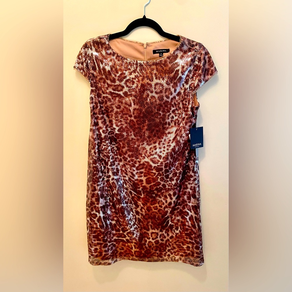 Sequin animal print shift dress NWT